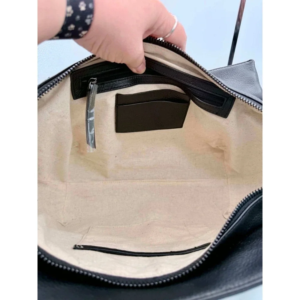 Botkier Trigger Large Leather Satchel Bag Charcoal Grey Gunmetal NWT